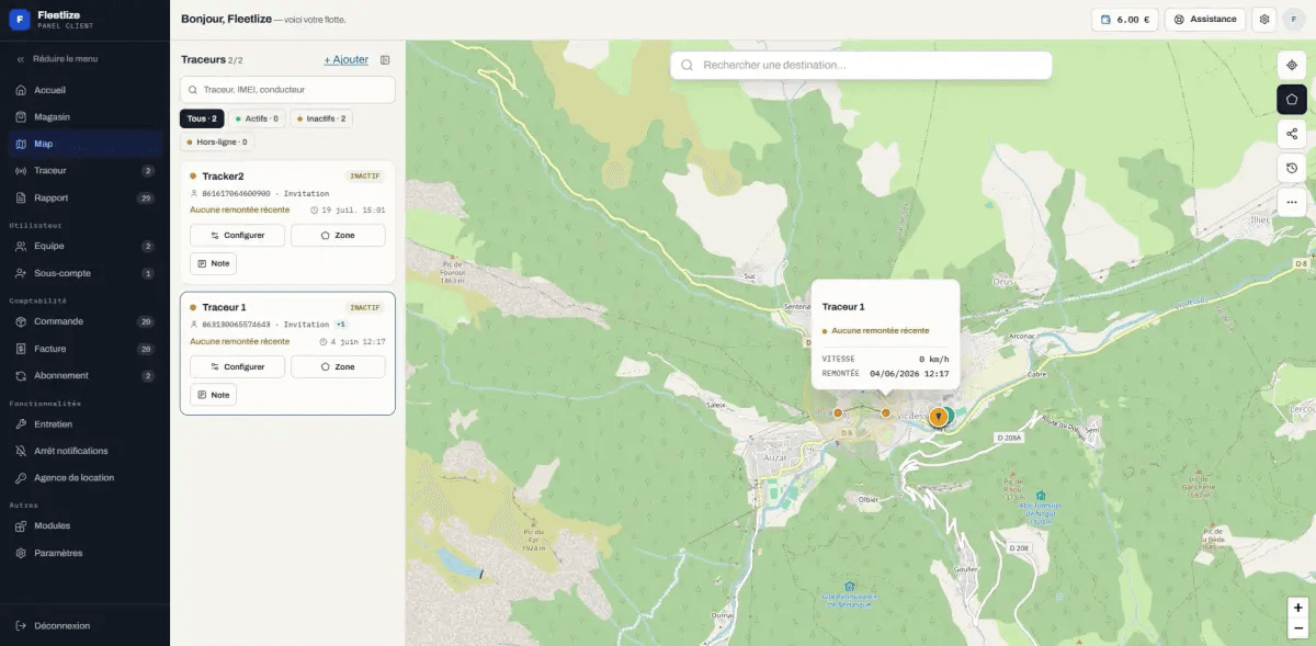 Live map with every tracker plotted in real time