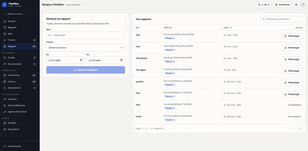 Report generator for trip and distance PDFs