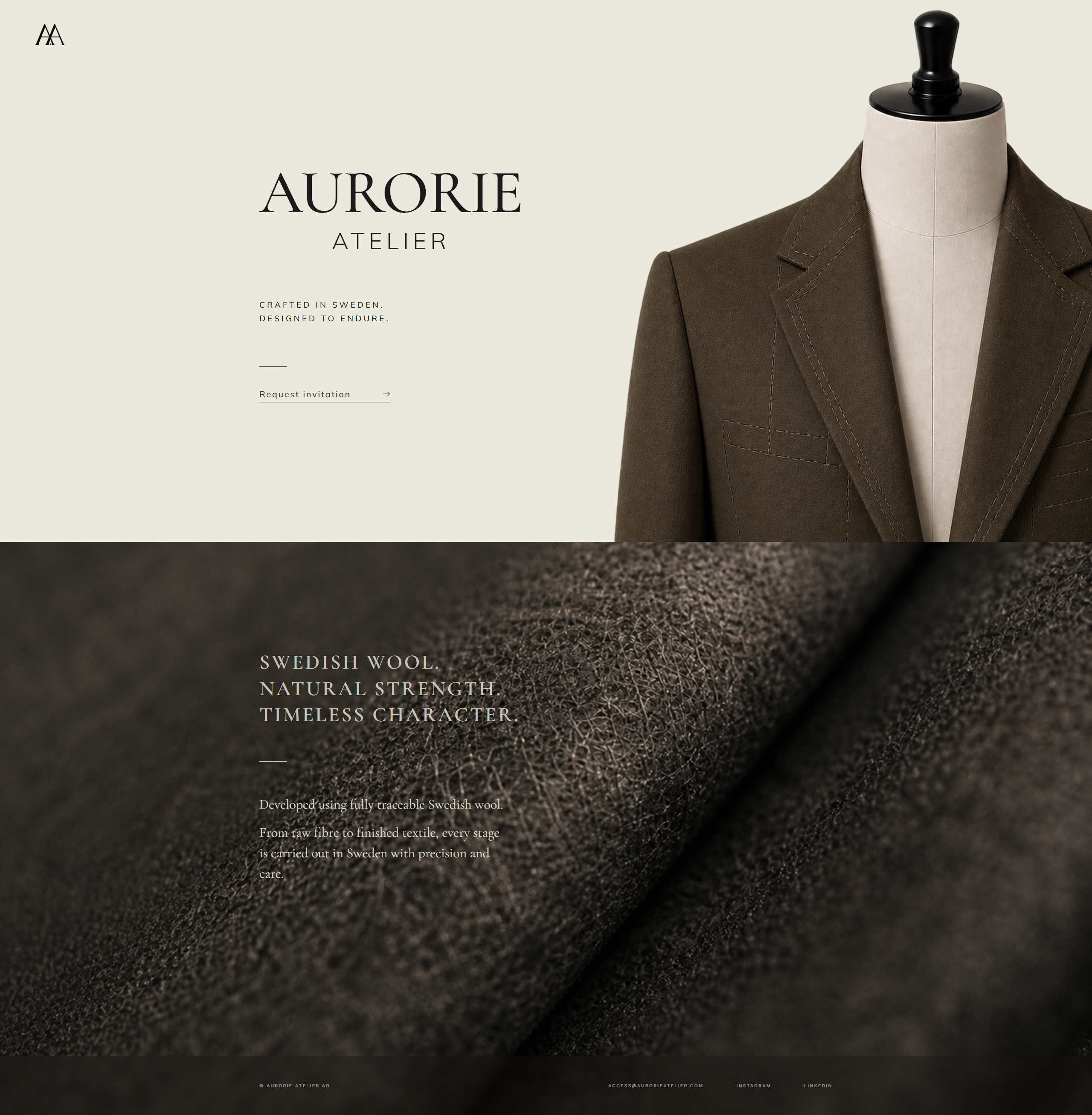 Aurorie Atelier landing page showcase