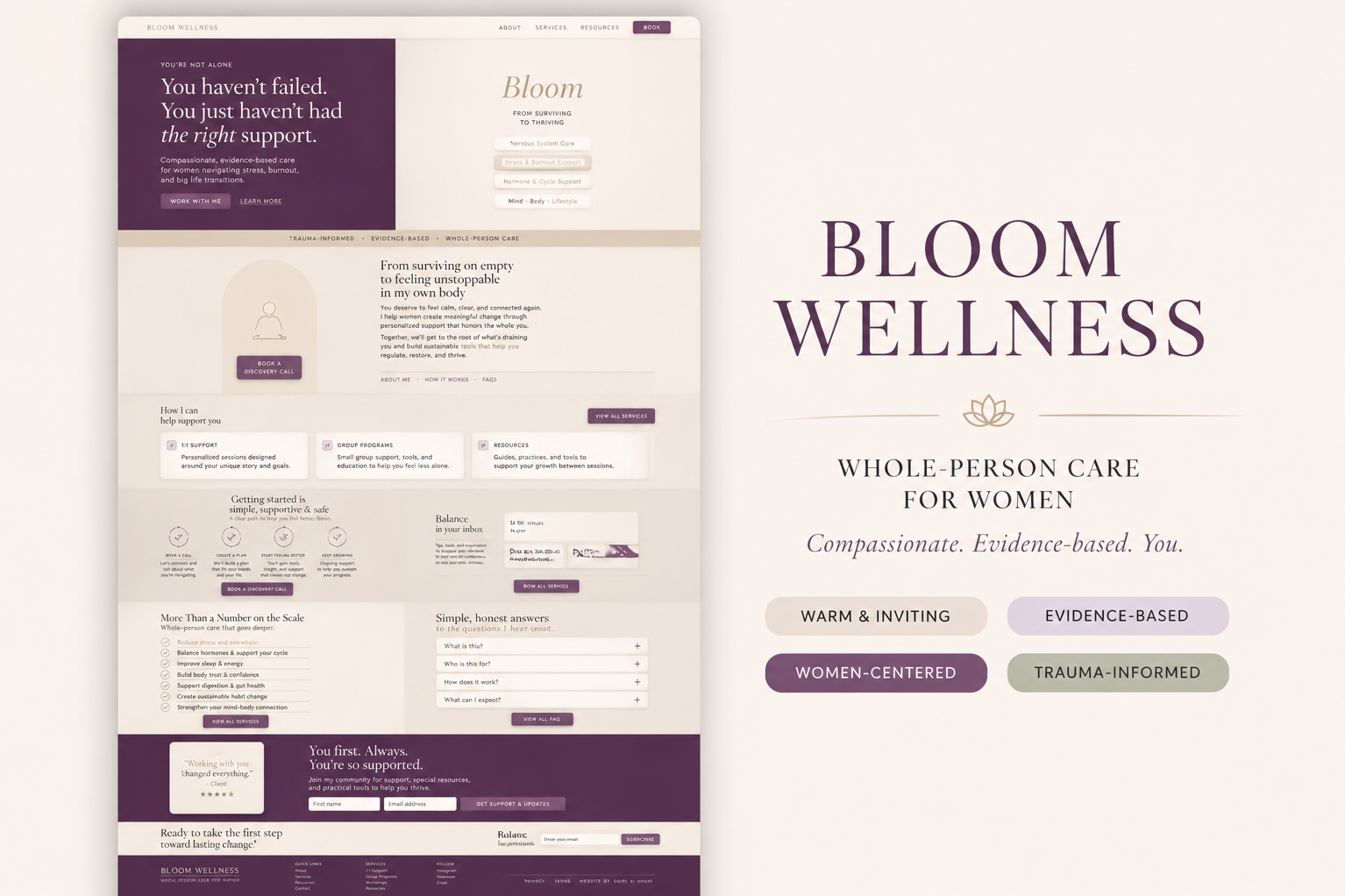 Bloom Wellness Webflow website presentation